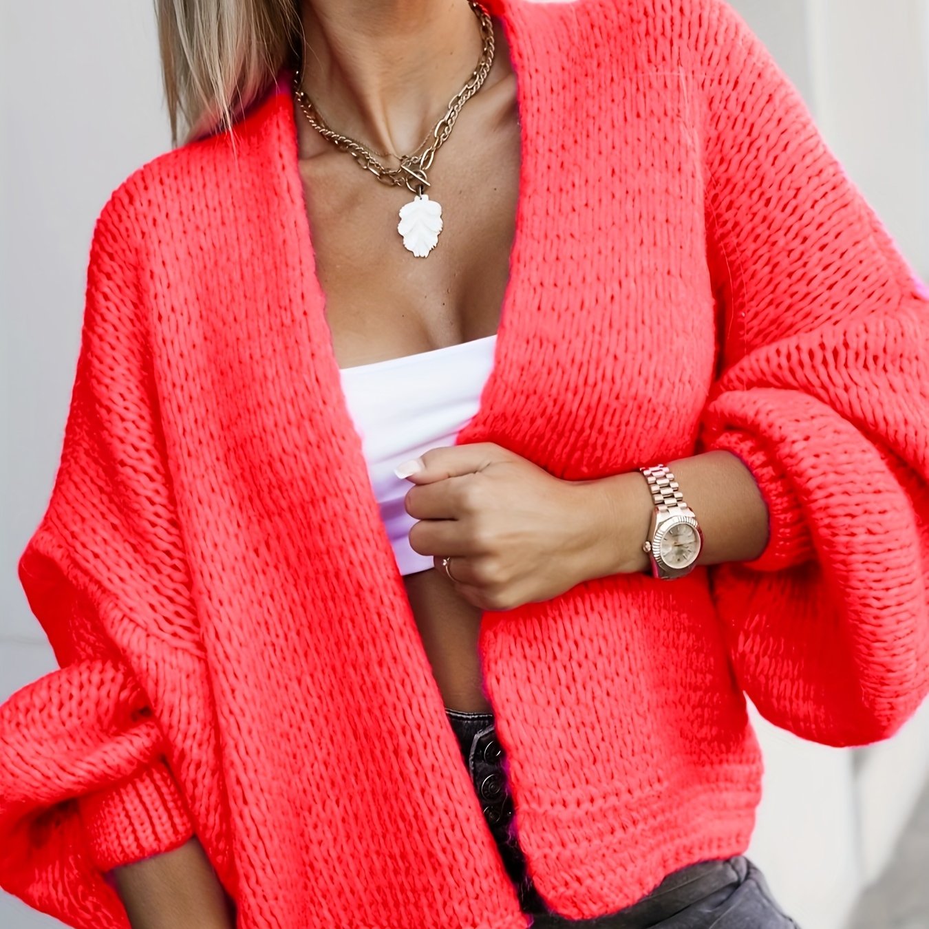 Front™ | Beigen Avointa Edestä Naisten Neule