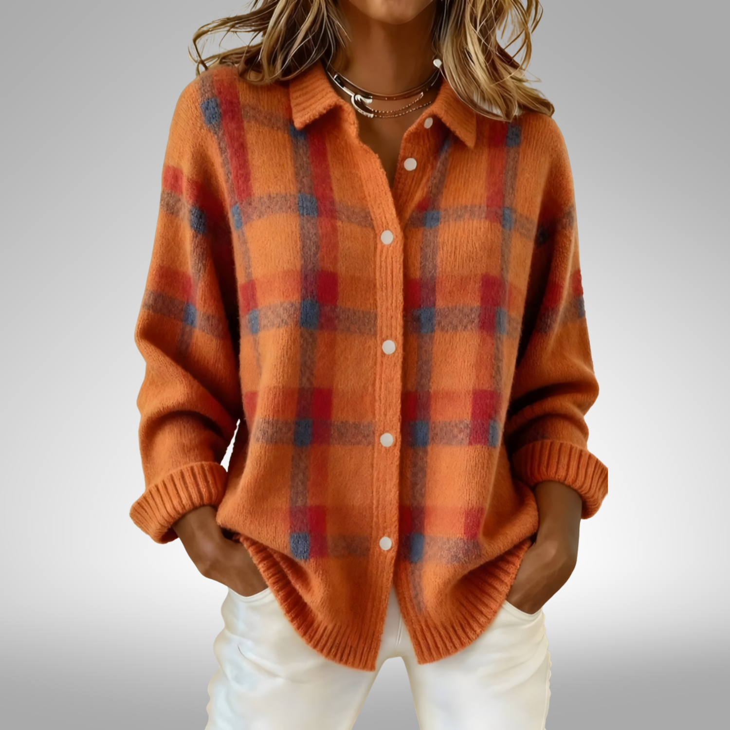 Tesa™ | Pehmeä Neulekardigan Ruutukuviolla