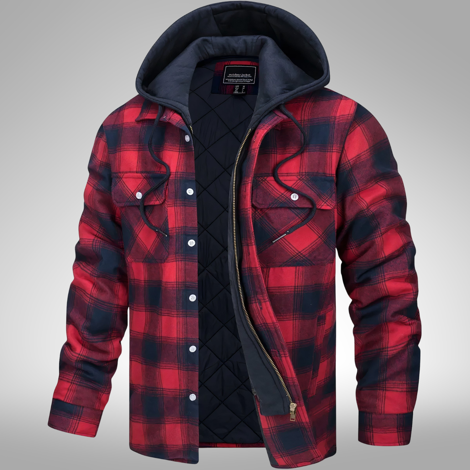 Karl™ | Ruudullinen takki vetoketjulla