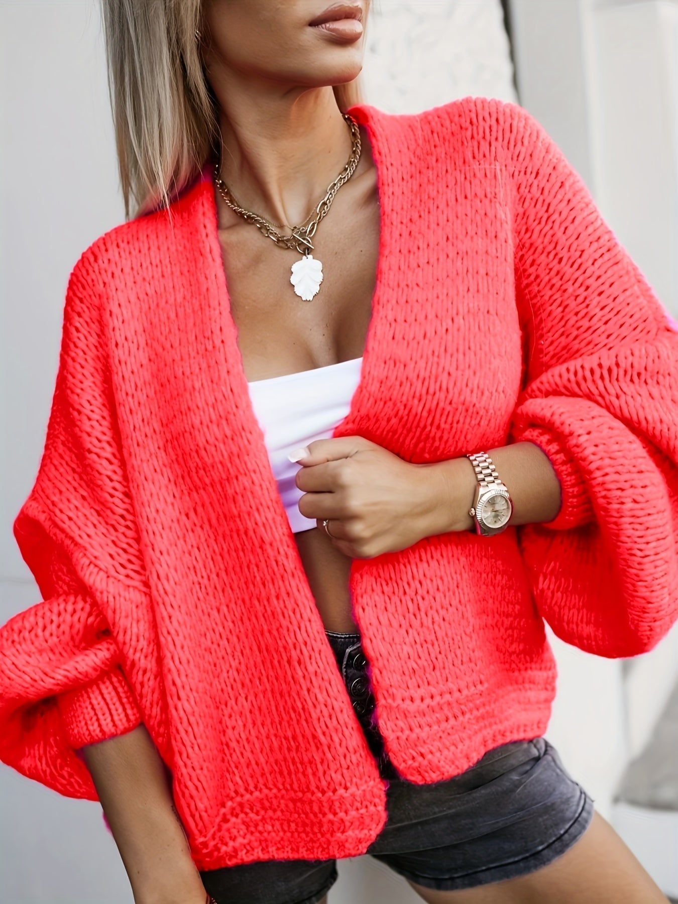 Front™ | Beigen Avointa Edestä Naisten Neule