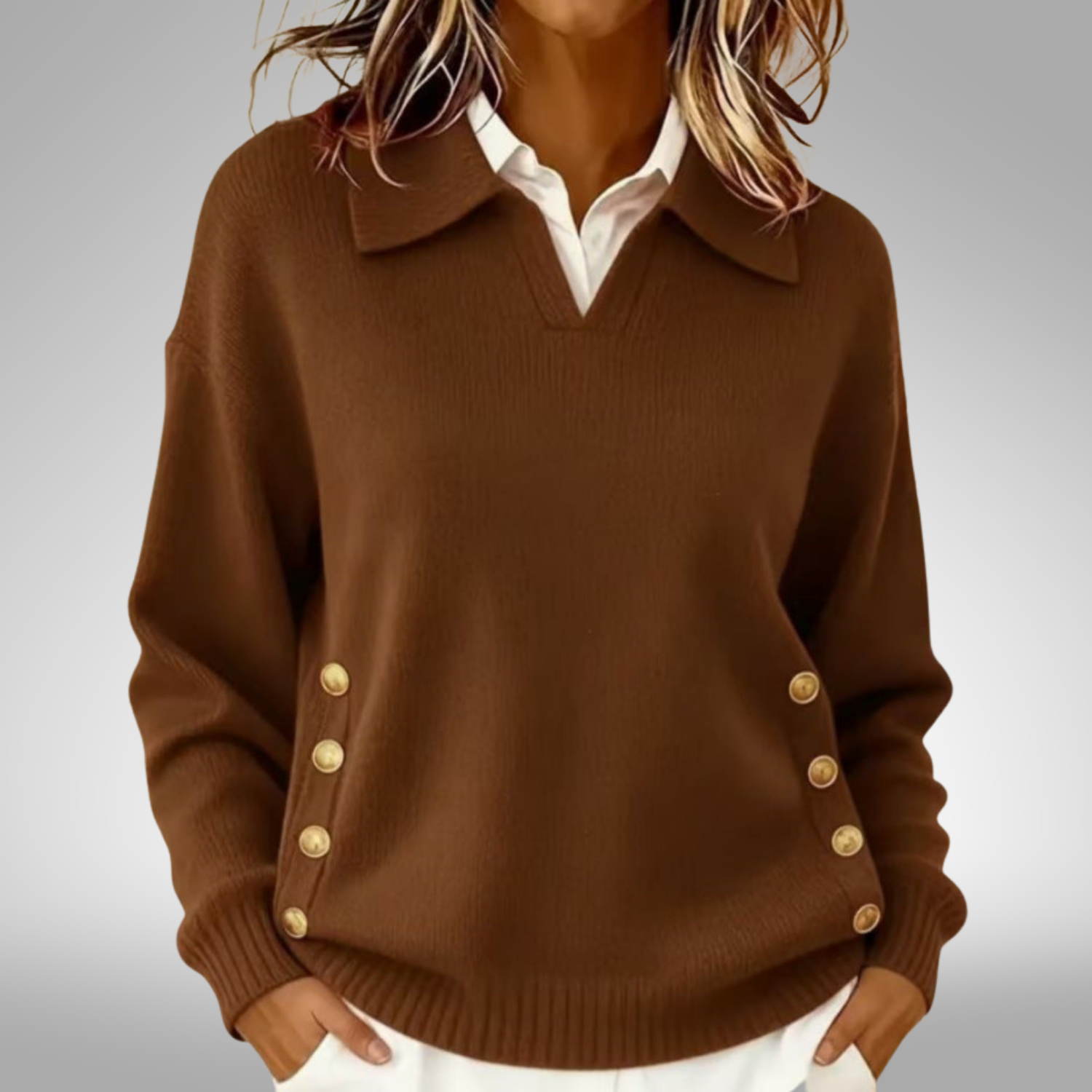 Lora™ – Elegantti Neulepusero Nappiyksityiskohdilla