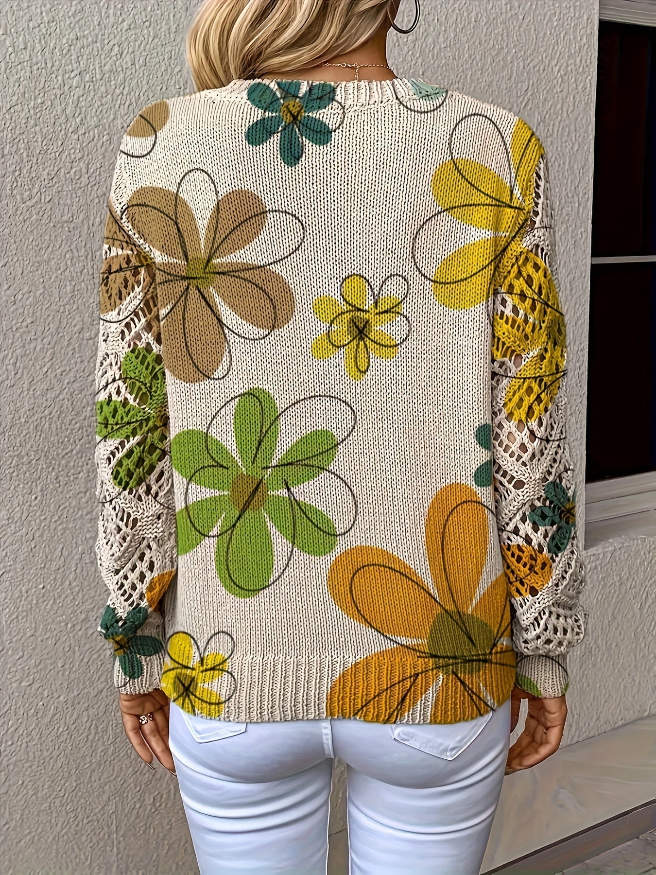 Lange™ | Tyylikäs V-pääntie Pitkähihainen Paita Kukkakuviolla, Boheemi Tyyli